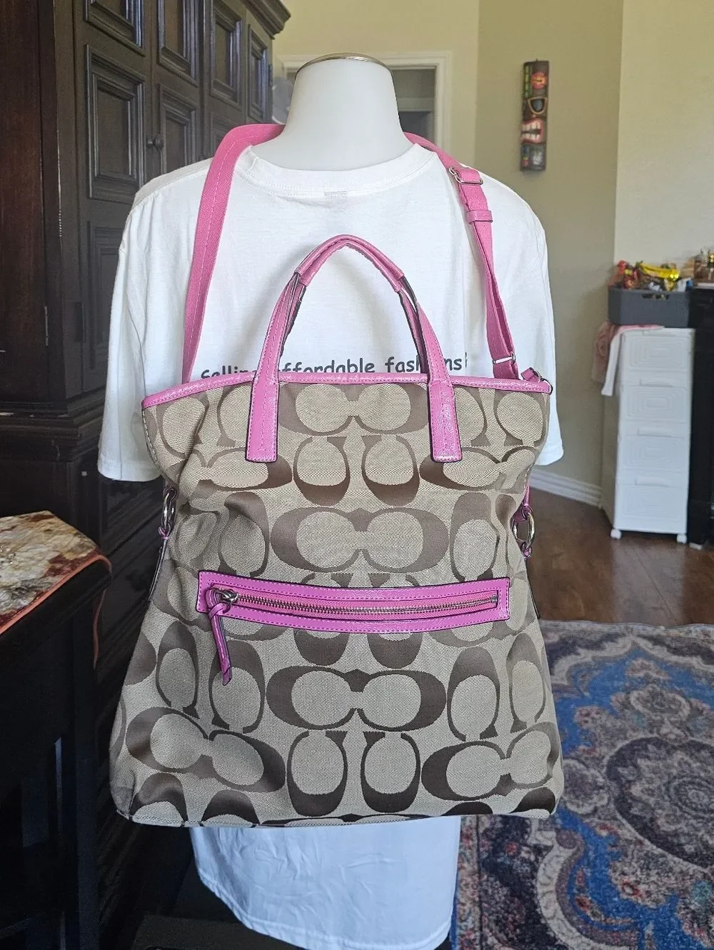 Coach Signature Stripe Foldover Tote